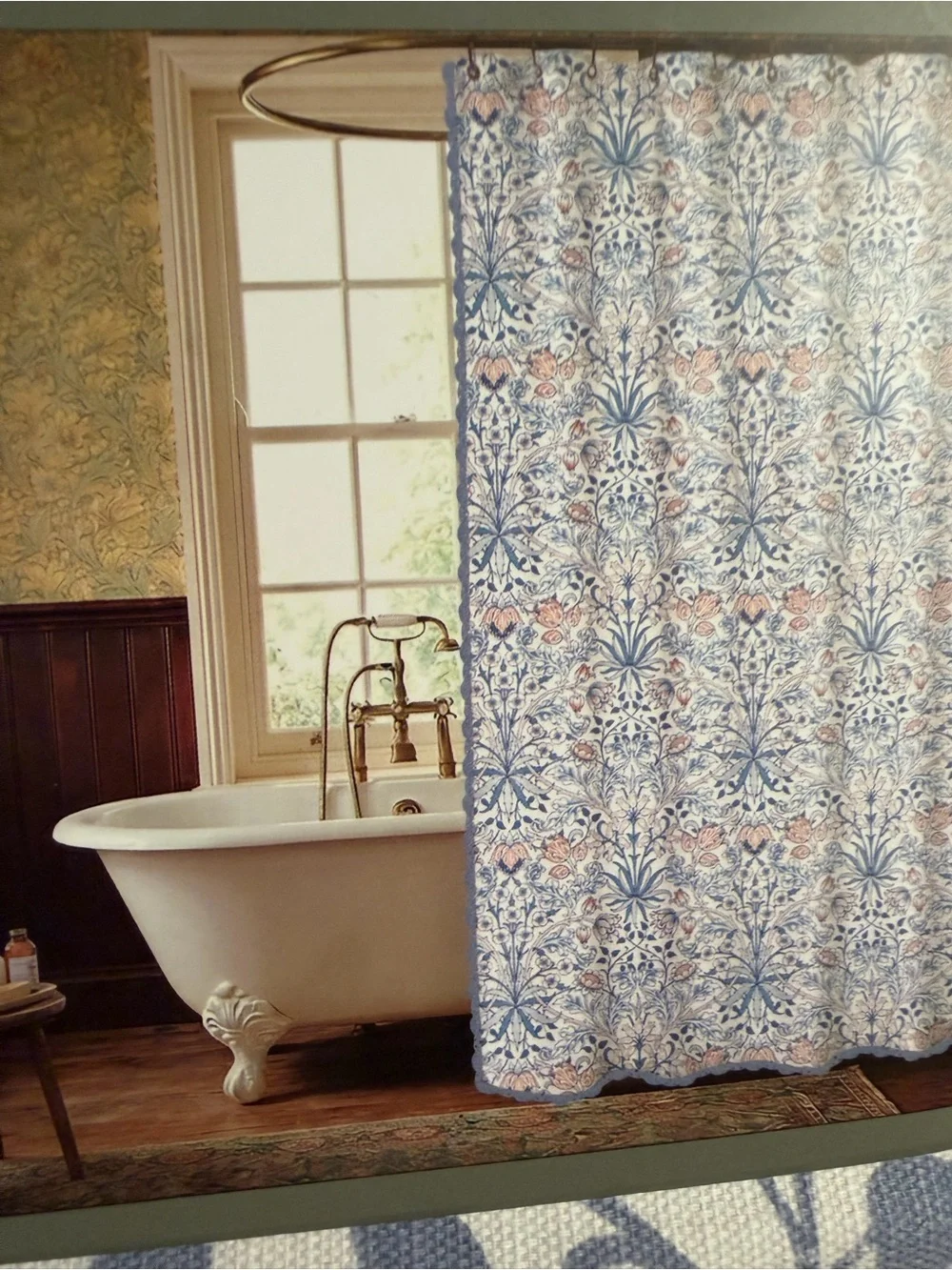 William Morris & Co. NWT Hyacinth Blue & Cream Shower Curtain & Guest Napkins